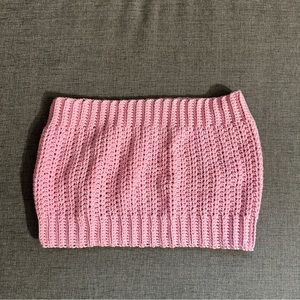 Hand knitted pink crochet tube top